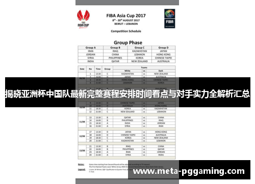 揭晓亚洲杯中国队最新完整赛程安排时间看点与对手实力全解析汇总 揭晓亚洲杯中国队最新完整赛程安排时间看点与对手实力全解析汇总